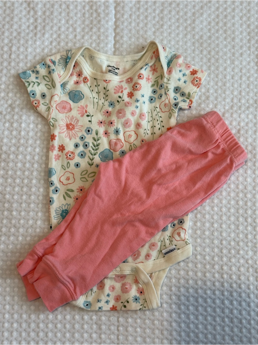 Floral Onesie and Pink Pants Set - Pink Floral